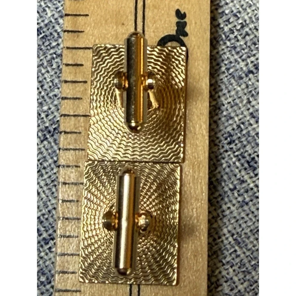 Vintage Etched Rectangular Spring Bullet Gold Tone Cuff Links